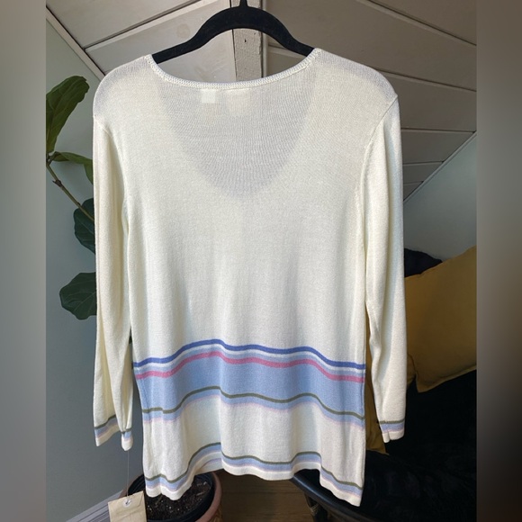 Emma James Floral Embroidered Cream Cardigan Size Large NWOT - Picture 5 of 6